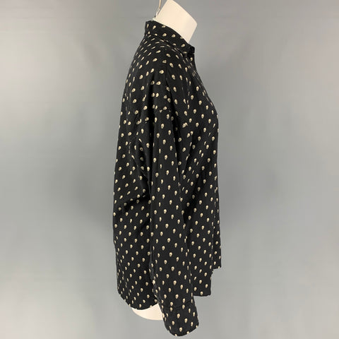 R13 Size XS Black & Off White Silk Skulls Button Up Shirt