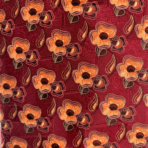 ERMENEGILDO ZEGNA Burgundy Orange Floral Silk Tie