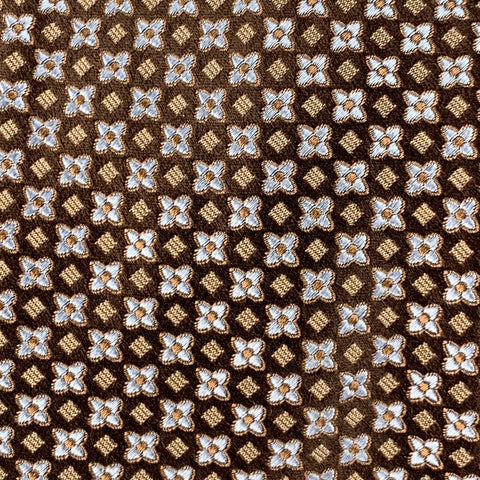 CANALI Brown Light Blue Abstract Floral Silk Tie