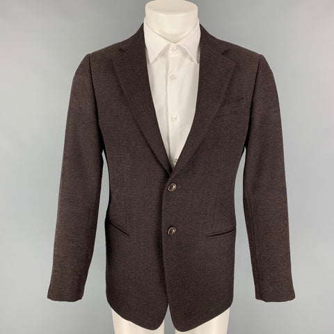 ARMANI COLLEZIONI Size 38 Brown Herringbone Wool Blend Sport Coat