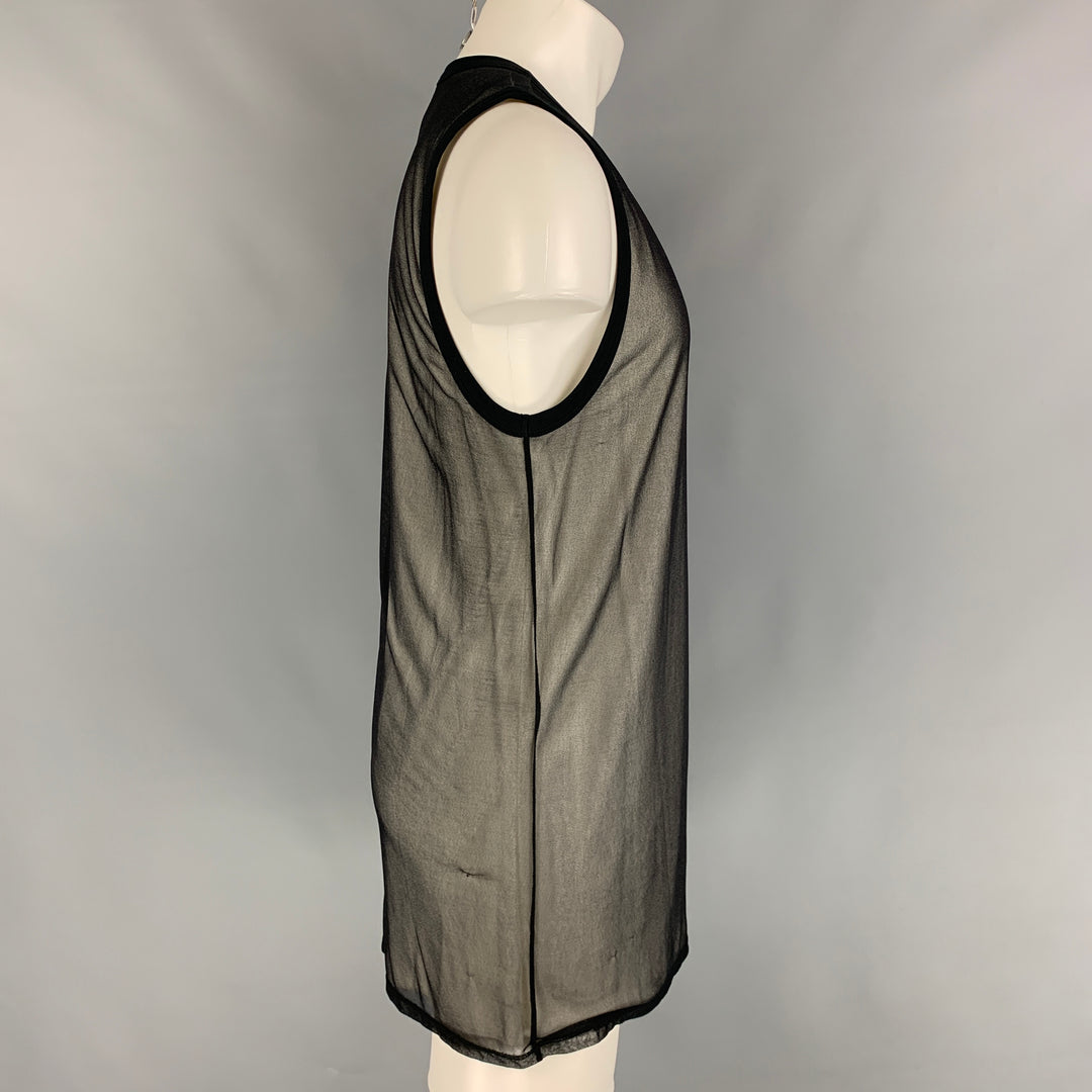 GARETH PUGH Size M Black & White Sheer Cotton Crew-Neck Tank Top