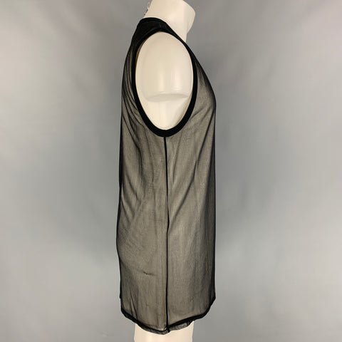 GARETH PUGH Taille M Débardeur à col rond en coton transparent noir et blanc
