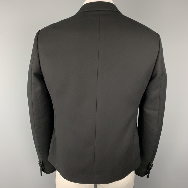 NEIL BARRETT Taille 42 Manteau de sport à double boutonnage en satin noir à revers