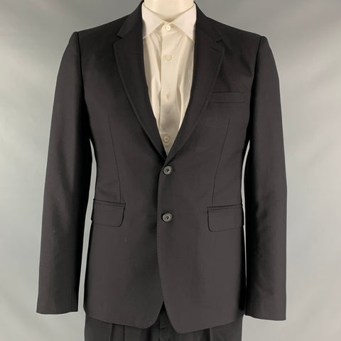 BURBERRY LONDON Taille 42 Manteau de sport court à revers cranté en laine unie noire