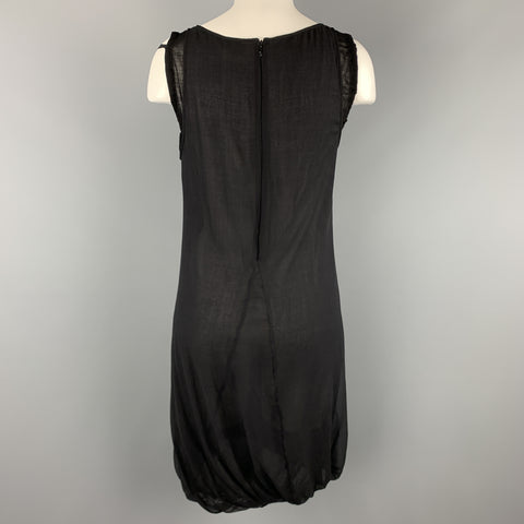 HELMUT LANG Taille 2 Robe à bulles superposée en soie et laine noire