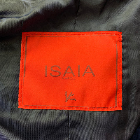 ISAIA Size 48 Royal Blue Quilted Cotton / Wool Double Breasted Peacoat