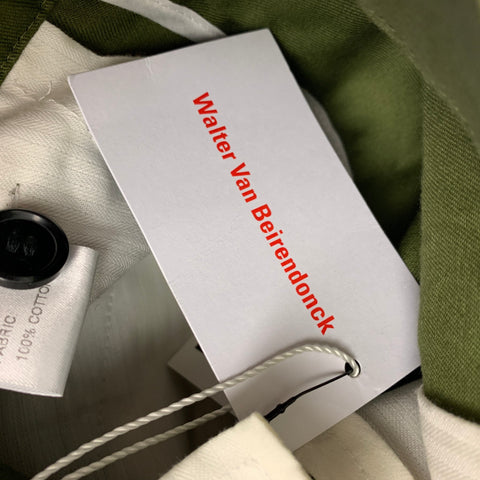 WALTER VAN BEIRENDONCK FW 17 Size 32 Olive Cotton Button Fly Dress Pants