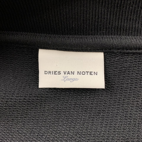 DRIES VAN NOTEN Size L Black Quilted Cotton Blend Zip Up Jacket