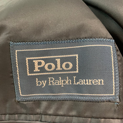 POLO par RALPH LAUREN Taille 42 Long manteau de sport à revers cranté en laine à rayures marine