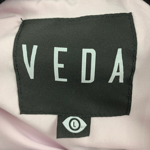 VEDA Taille L Veste motard en polyuréthane irisé argenté