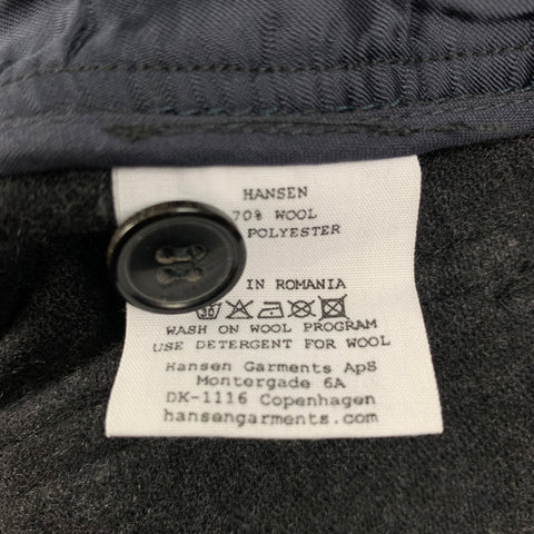 HANSEN Size L Charcoal Wool Polyester Belted Winter Trouser Pants