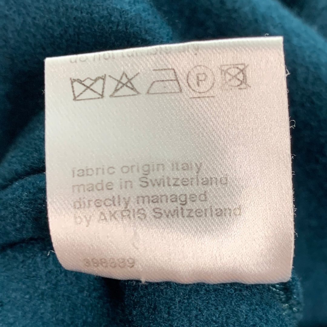 AKRIS Size 4 Blue Teal Cashmere Eye and Hook Jacket Blazer