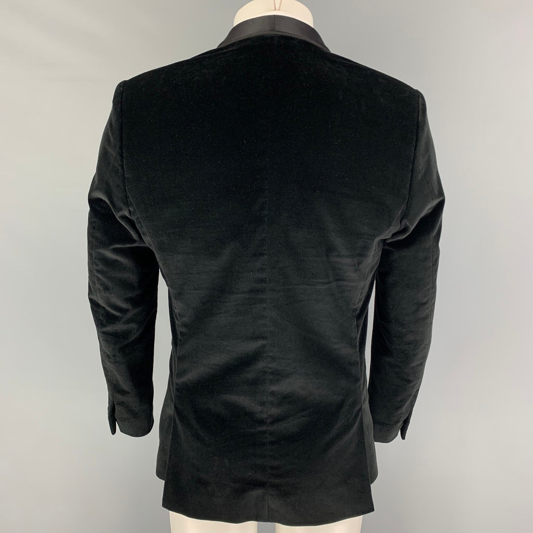 THE KOOPLES Size 40 Black Velvet Cotton Shawl Collar Sport Coat