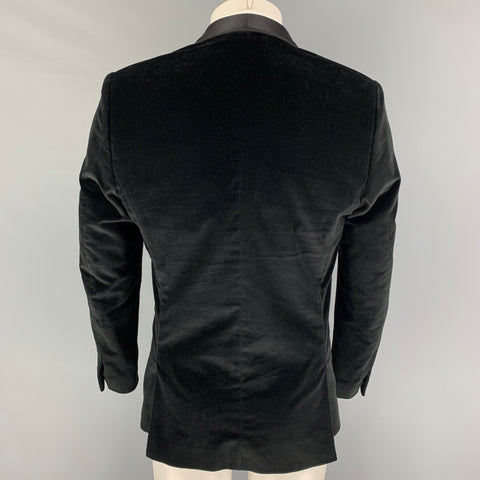THE KOOPLES Size 40 Black Velvet Cotton Shawl Collar Sport Coat