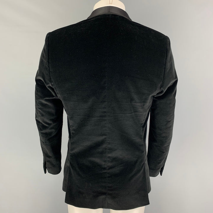 THE KOOPLES Size 40 Black Velvet Cotton Shawl Collar Sport Coat