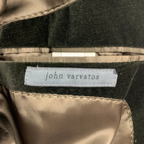 JOHN VARVATOS Size 44 Olive Cotton Velvet Notch Lapel Sport Coat