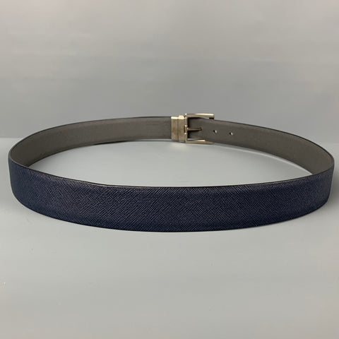 PRADA Size 40 Navy Taiga Leather Belt