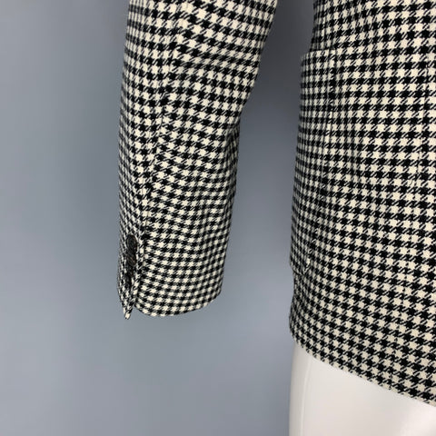 BLACK FLEECE Size 38 Black White Houndstooth Wool Notch Lapel Sport Coat