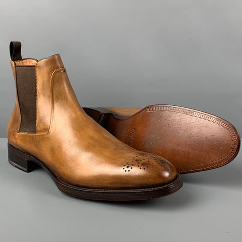 PAUL STUART Size 11 Tan Antique Leather Pull On Boots
