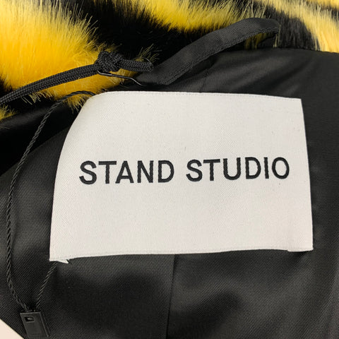 STAND STUDIO AW 20 Size M Yellow Black Zebra Print Faux Fur Crystal Coat