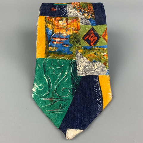 ERMENEGILDO ZEGNA Multi-Color Print Silk Tie