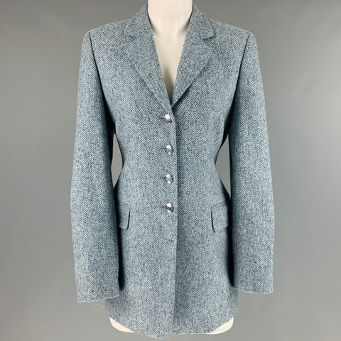 ESCADA Taille 6 Veste à simple boutonnage en cachemire bleu