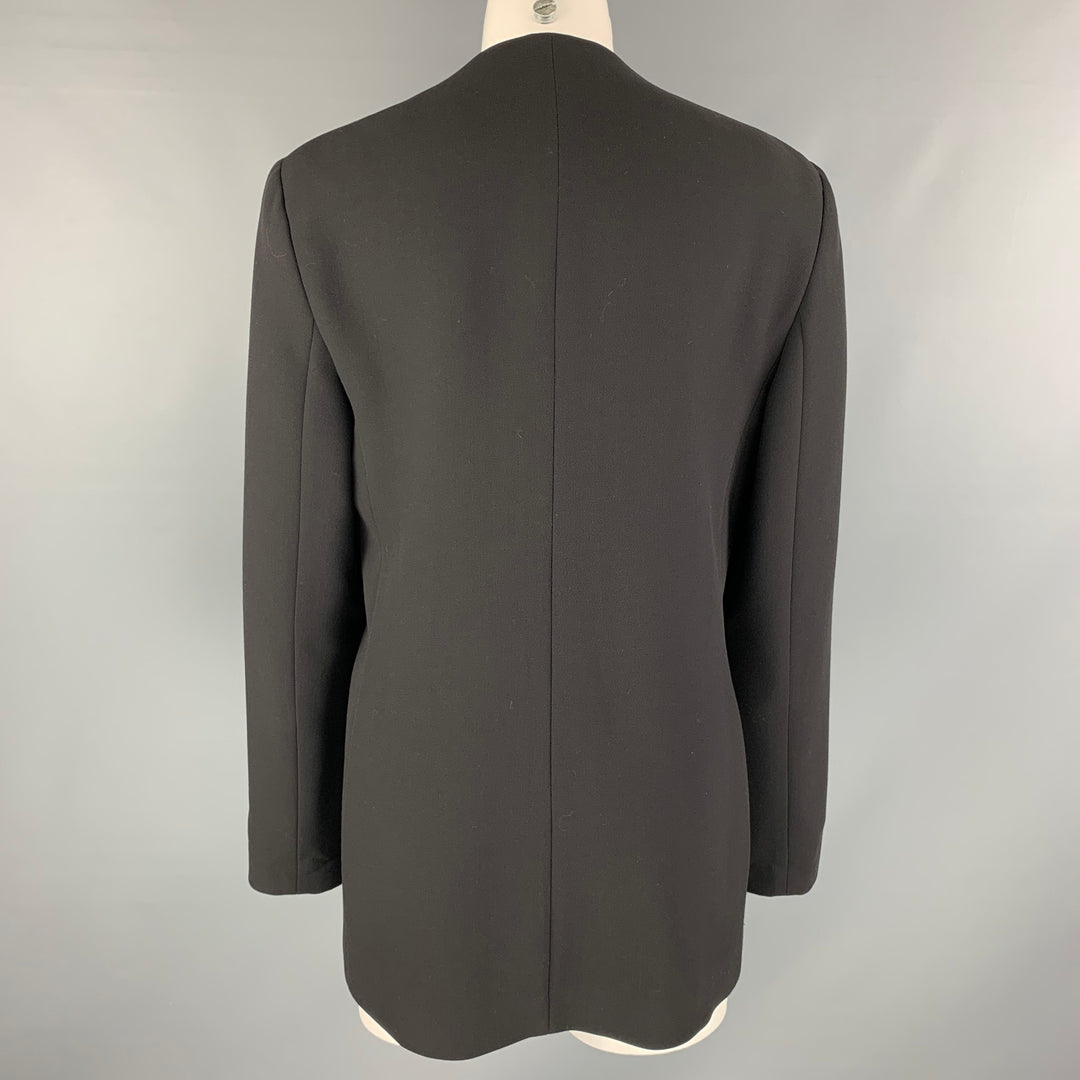 GIORGIO ARMANI Size 10 Black Wool Solid Asymmetrical Jacket  Blazer