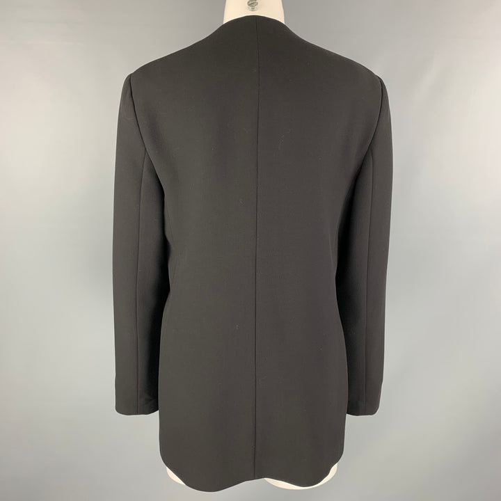 GIORGIO ARMANI Size 10 Black Wool Solid Asymmetrical Jacket  Blazer