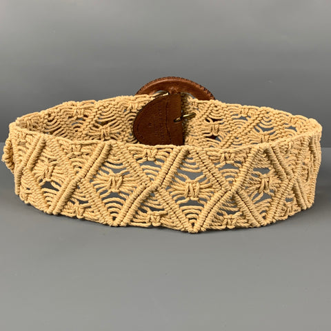 RALPH LAUREN Size M Brown Natural Woven Rope Leather Belt