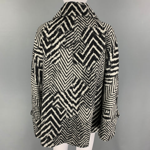 CINZIA ROCCA Size 8 Black Grey Angora Blend Zig Zag A-Line Jacket