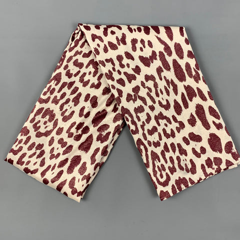 HAIDER ACKERMANN Beige Burgundy Metallic Animal Print Scarf