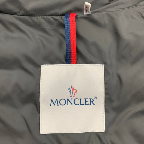 MONCLER Size L Black Quilted Polyester Notch Lapel Vest