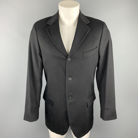 ZANETTI Size 40 Regular Black Cashmere / Wool Sport Coat