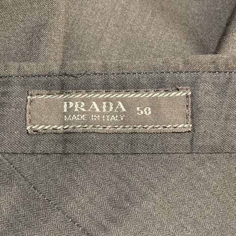 PRADA Size 34 x 34 Black Virgin Wool Zip Fly Dress Pants