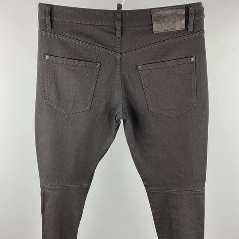 DSQUARED2 Size 34 Black Cotton Button Fly Multi Zippers Casual Pants