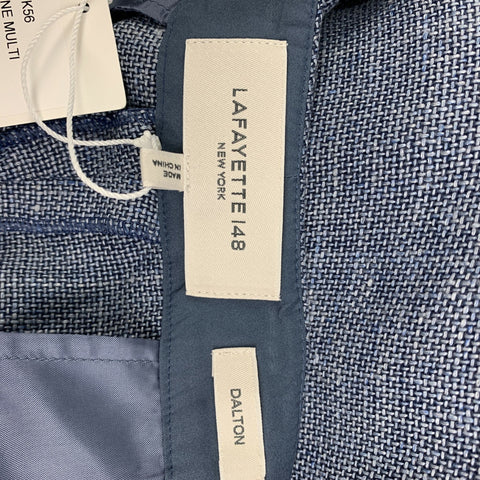 LAFAYETTE 148 Size 10 Blue Linen Wool Textured Wide Leg Dress Pants