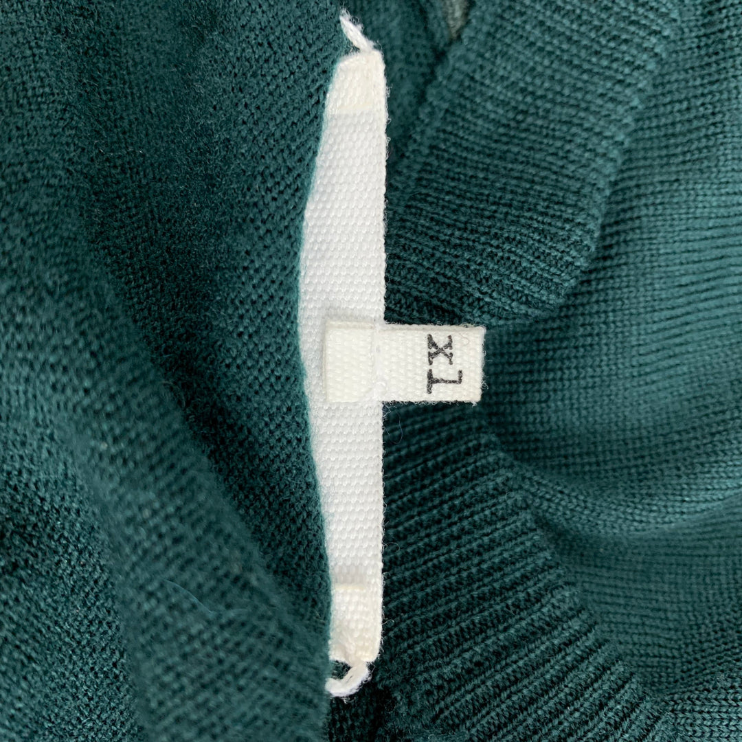 MAISON MARTIN MARGIELA Taille XL Vert Olive Color Block Laine Button Down Cardigan