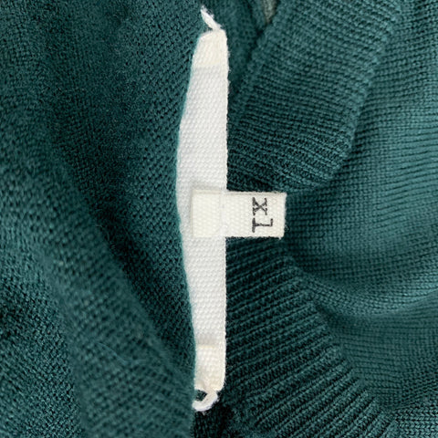 MAISON MARTIN MARGIELA Talla XL Cárdigan con botones de lana con bloques de color verde oliva