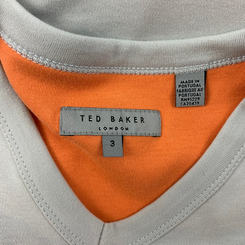 TED BAKER Size M Grey Cotton V-Neck T-shirt
