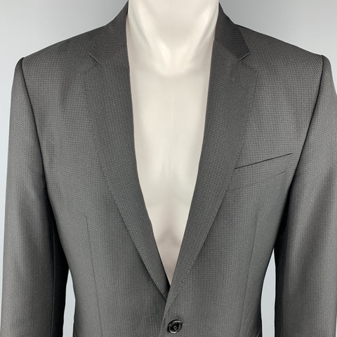 VERSACE COLLECTION Taille 42 Grille Noir sur Manteau de Sport à Revers Notch Noir
