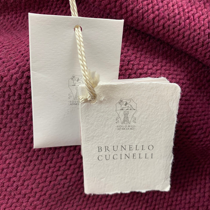 BRUNELLO CUCINELLI Taille 42 Veste à capuche en coton tricoté / acrylique bordeaux