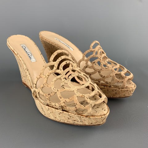 OSCAR DE LA RENTA Cuñas de plataforma VIRMA con corte de corcho natural, talla 11,5