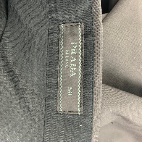 PRADA Size 34 Charcoal Wool Mohair Flat Dress Pants