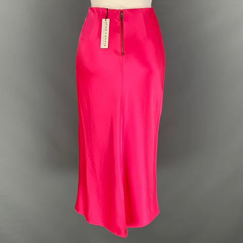 ALICE + OLIVIA Falda evasé lisa de mezcla de triacetato rosa talla 0