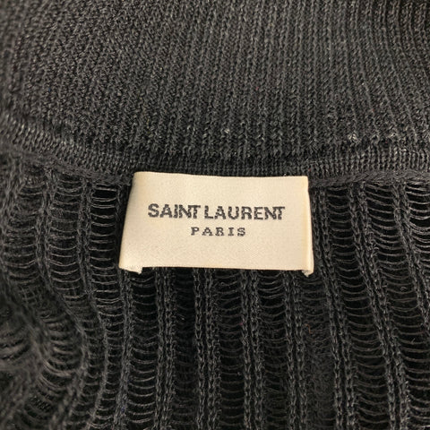 SAINT LAURENT Size S Black See Through Polo Cropped Top