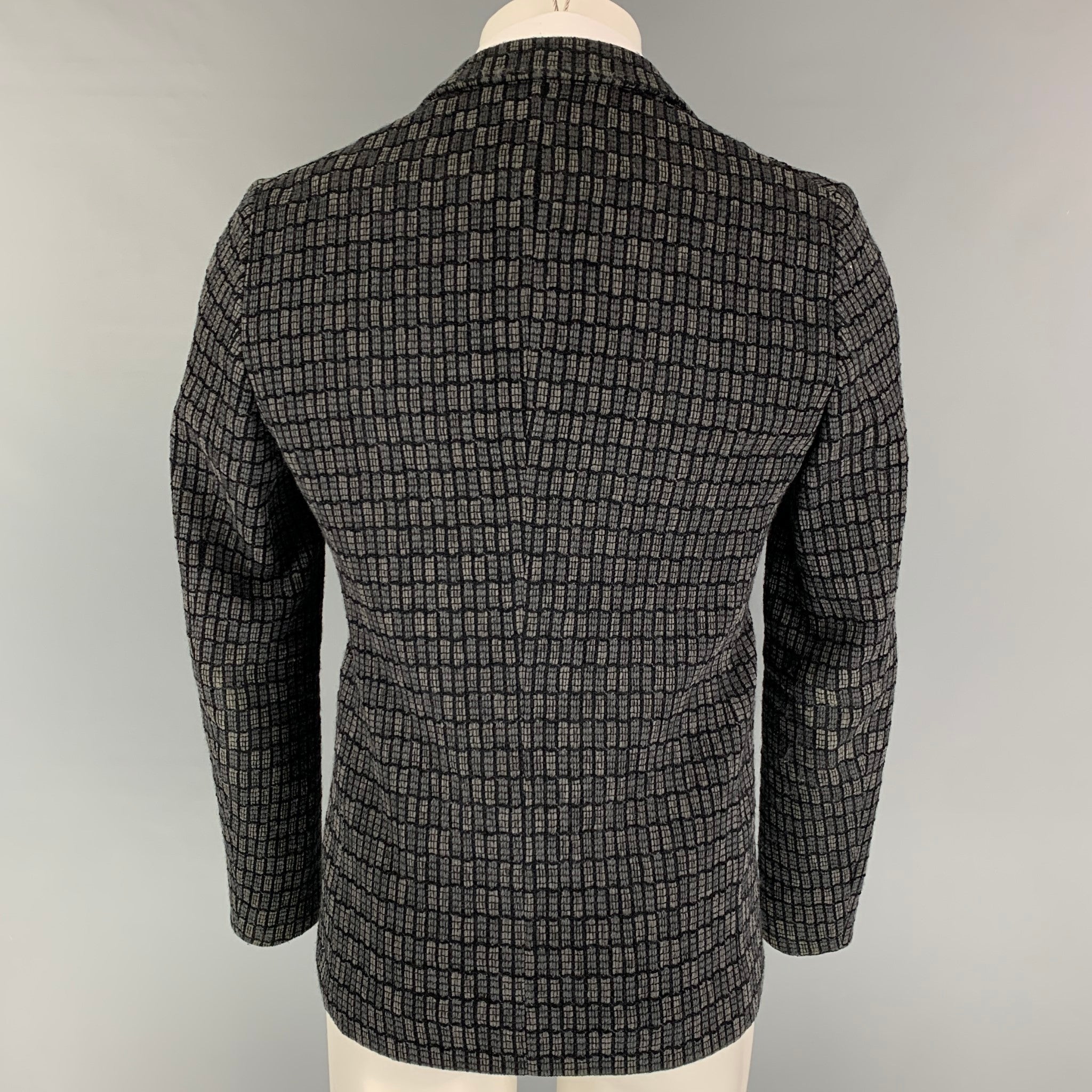EMPORIO ARMANI Size 34 Grey Black Knitted Wool Blend Sport Coat