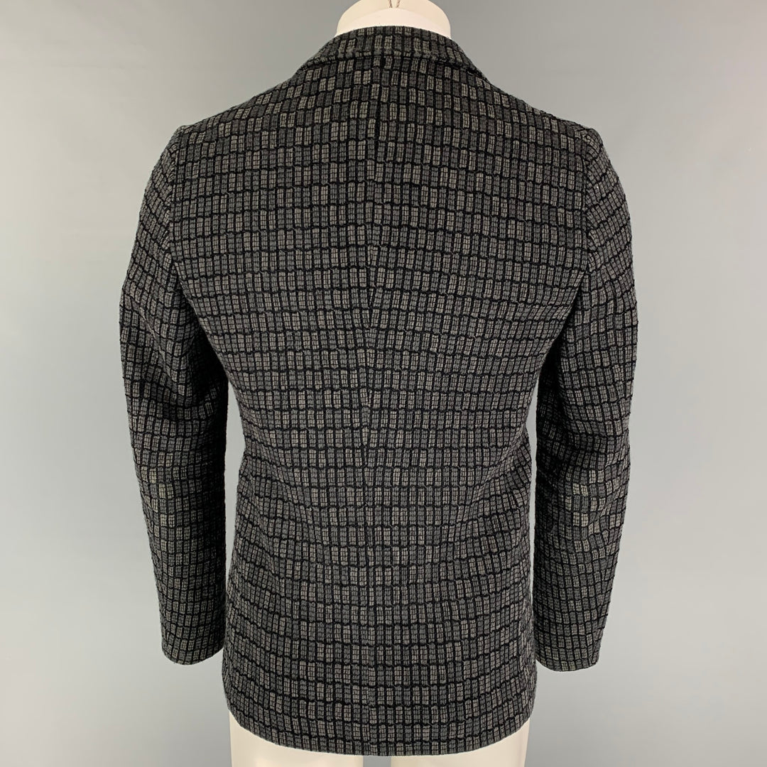 EMPORIO ARMANI Size 34 Grey Black Knitted Wool Blend Sport Coat