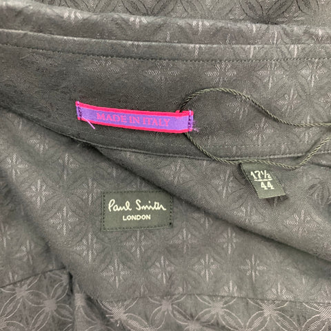 PAUL SMITH Size XL Black & Grey Rhombus Cotton Button Up Long Sleeve Shirt