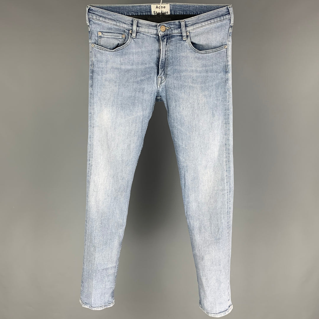 ACNE STUDIOS Taille 33 Jean en coton bleu clair à surpiqûres contrastées