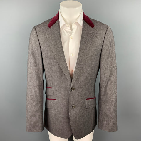 PAUL SMITH The Byard Size 40 Grey Houndstooth Virgin Wool Notch Lapel Sport Coat